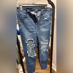 American Eagle Outfitters Ripped Blue Skinny Jeans